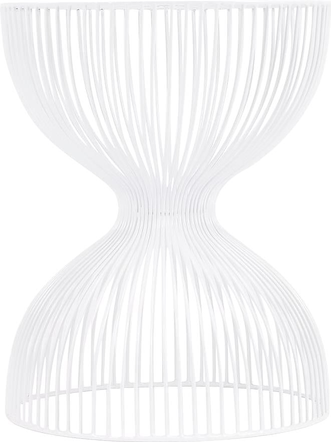 Butler Nicholas Industrial Style Brass Iron Hourglass Side Table: Butler Nicholas Industrial Style Brass Iron Hourglass Side Table Enhance your living space with this stylish white iron side table, featuring an eye-catching hourglass open design. Crafted in an antiq