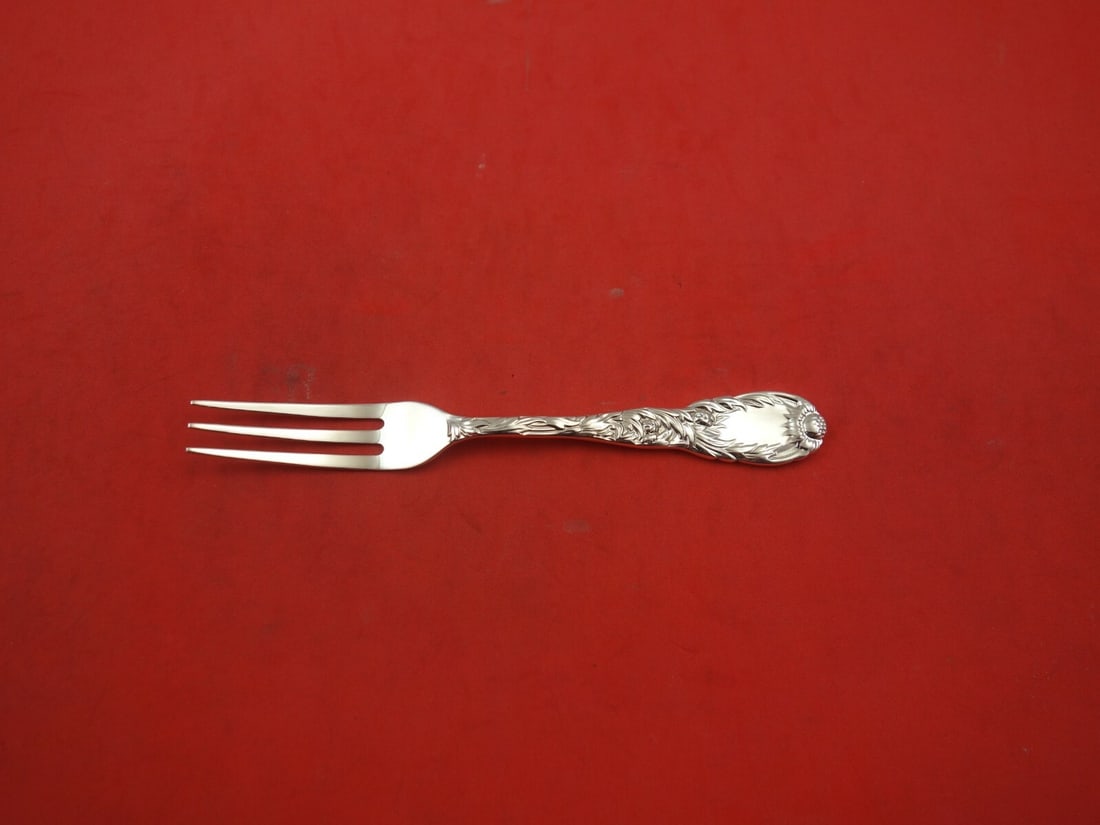 Tiffany & Co Chrysanthemum Sterling Silver 3-Tine Strawberry Fork 5 7/8 inch: Tiffany & Co Chrysanthemum Sterling Silver 3-Tine Strawberry Fork 5 7/8 inch This exquisite 3-tine strawberry fork is crafted from sterling silver and features the iconic Chrysanthemum pattern by Tiff