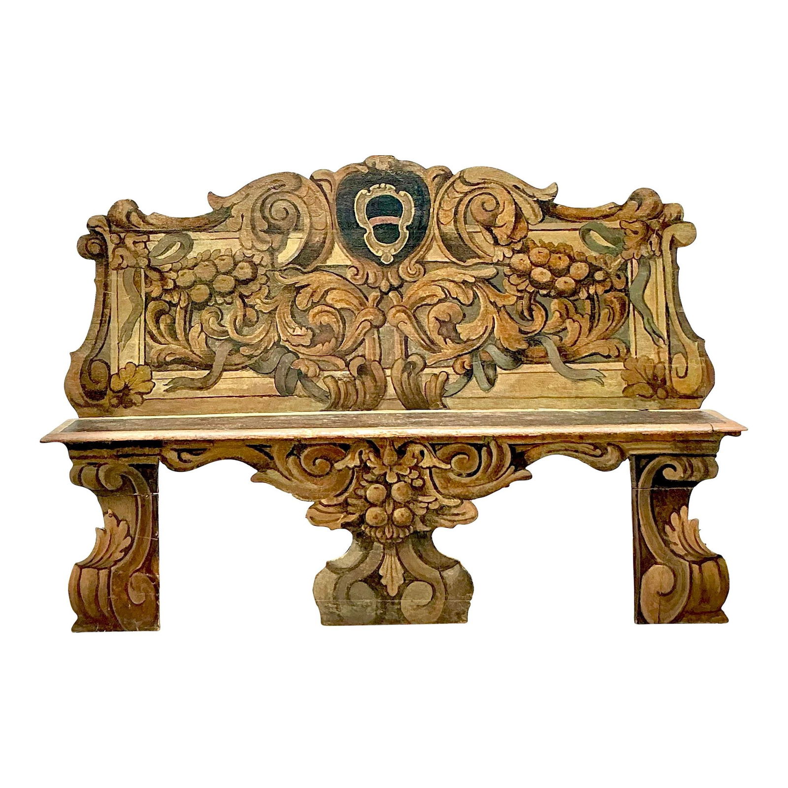 Antique 19th Century Hand Painted Italian Cassapanca Bench (1 of 10)