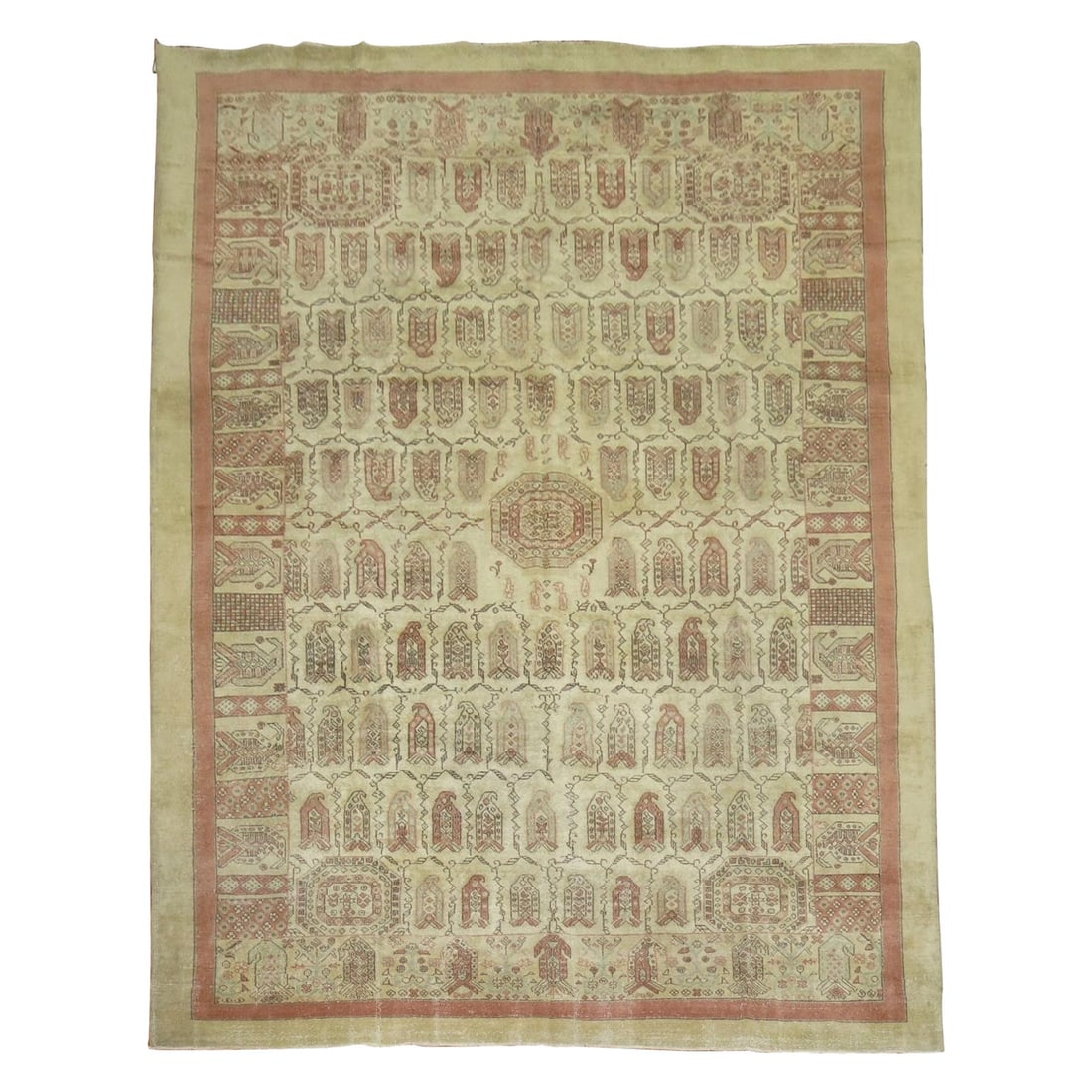 Vintage Turkish Anatolian Rug Mid-Century Modern Hand-Woven Wool 105 x 155 in: Vintage Turkish Anatolian Rug Mid-Century Modern Hand-Woven Wool 105 x 155 in This exquisite vintage Turkish Anatolian room size rug features a beautiful mid-century modern design in rich crimson red