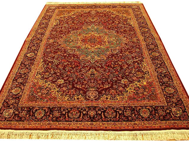 Luxurious 5.9 x 8.7 Silk Wool Sino Tabriz Area Rug: Luxurious 5.9 x 8.7 Silk Wool Sino Tabriz Area Rug Free continental US Shipping Enhance your living space with this stunning 5.9 x 8.7 Silk & Wool Sino Tabriz Rug. Meticulously hand-knotted by skilled