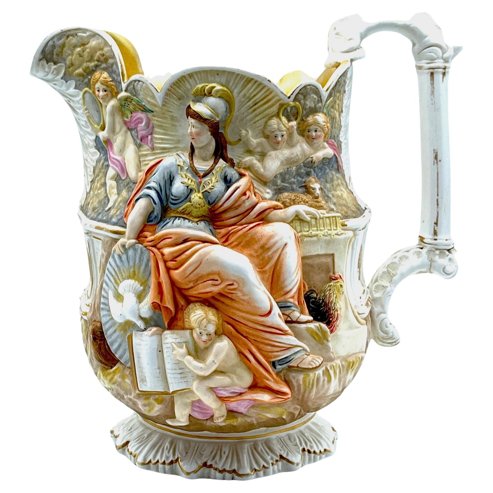 1851 Samuel Alcock Wisdom and Providence Pitcher High Victorian Porcelain: 1851 Samuel Alcock Wisdom and Providence Pitcher High Victorian Porcelain Discover the exquisite 1851 Great Exhibition 'Wisdom and Providence' Pitcher by Samuel Alcock, a remarkable piece that embodie