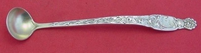 Whiting Heraldic Sterling Silver Mustard Ladle Gold Wash 5 1/4in: Whiting Heraldic Sterling Silver Mustard Ladle Gold Wash 5 1/4in This exquisite mustard ladle from the Heraldic pattern by Whiting is crafted from sterling silver and features a luxurious gold wash. M