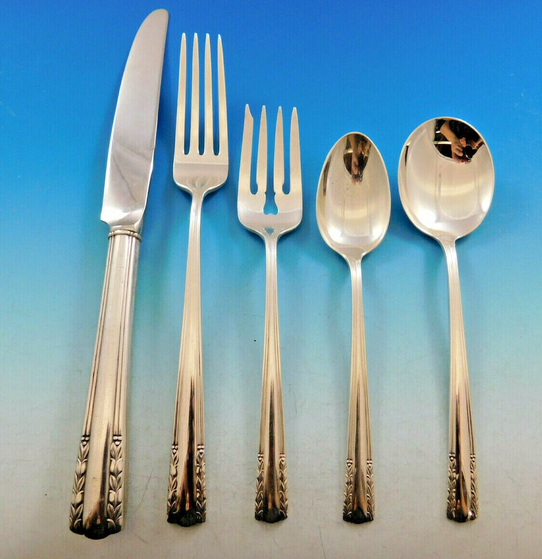 Alvin Chapel Bells Sterling Silver Flatware Set for 12 63pcs with Storage Chest: Alvin Chapel Bells Sterling Silver Flatware Set for 12 63pcs with Storage Chest This exquisite Chapel Bells flatware set by Alvin is crafted from high-quality sterling silver, perfect for elegant dini