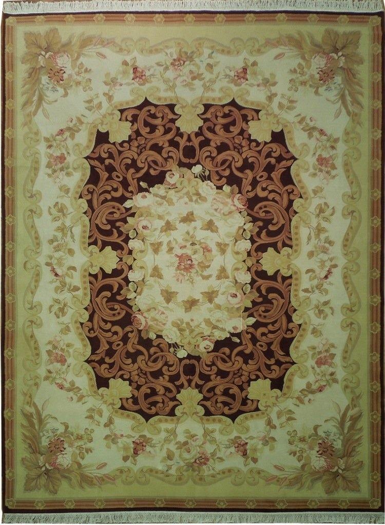 Handmade French Aubusson Wool Pile Rug 8'6 x 11'4 Geometric Design: Handmade French Aubusson Wool Pile Rug 8'6 x 11'4 Geometric Design Free continental US Shipping Transform your living space with this exquisite handmade French Aubusson wool pile rug. Featuring bold g