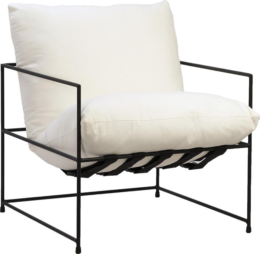 Inska Transitional Chair Black Iron Frame White Upholstery: Inska Transitional Chair Black Iron Frame White Upholstery Discover the stylish Inska Chair, featuring elegant white upholstery that complements any decor. Crafted with a durable black iron frame and