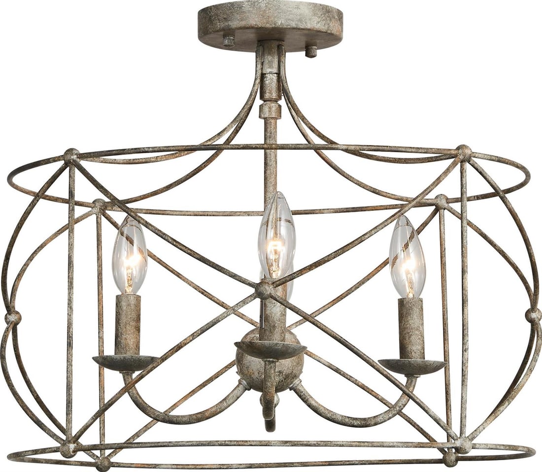Terracotta Selah Chandelier Flushmount Washed Gray 16H x 19W x 19D: Terracotta Selah Chandelier Flushmount Washed Gray 16H x 19W x 19D Illuminate your space with this stylish iron flushmount, perfect for modern interiors. The fixture features a washed gray finish that