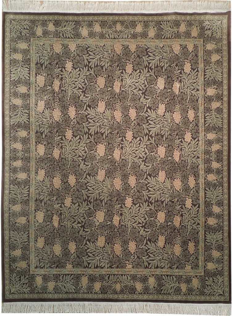 7.9 x 9.7 English Garden Hand-Knotted Rug Brown Green: 7.9 x 9.7 English Garden Hand-Knotted Rug Brown Green Free continental US Shipping Enhance your living space with this exquisite 7.9 x 9.7 English Garden fine quality hand-knotted rug. Featuring a har
