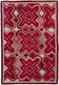Hand-Hooked 3x5 Putnam Red Wool Rug Cotton Backing: Hand-Hooked 3x5 Putnam Red Wool Rug Cotton Backing Enhance your living space with this elegant 3x5 Putnam Red Wool Rug, meticulously hand-hooked for exceptional quality. This striking rug features a v