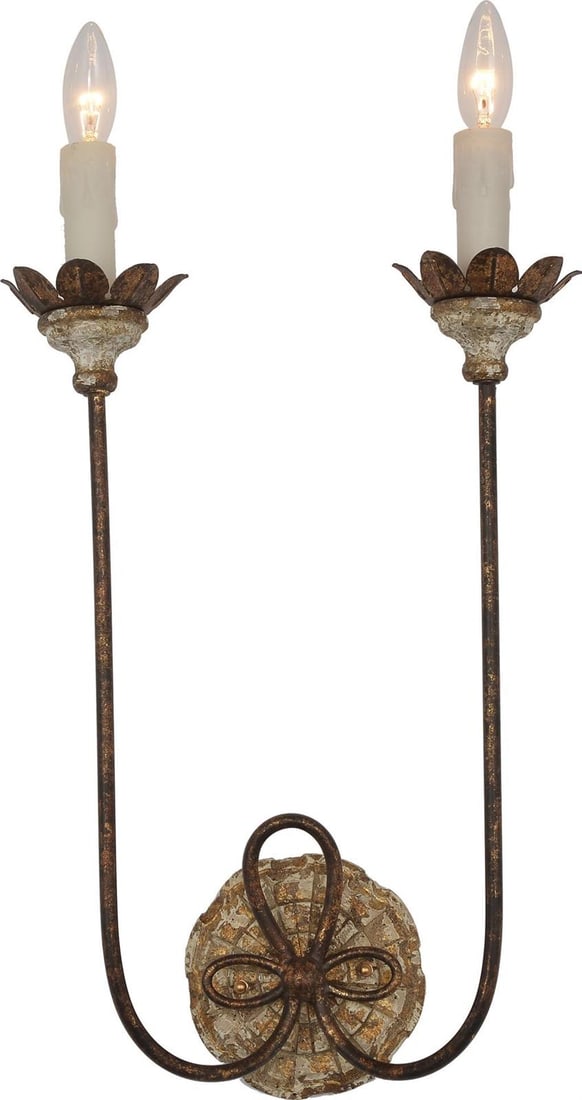 Mediterranean Style Terracotta Iron Wall Sconce 21H 12W UL-Listed 2-Light: Mediterranean Style Terracotta Iron Wall Sconce 21H 12W UL-Listed 2-Light Illuminate your space with this charming Romantic Iron Wall Sconce, featuring a delightful Mediterranean style. Crafted from a