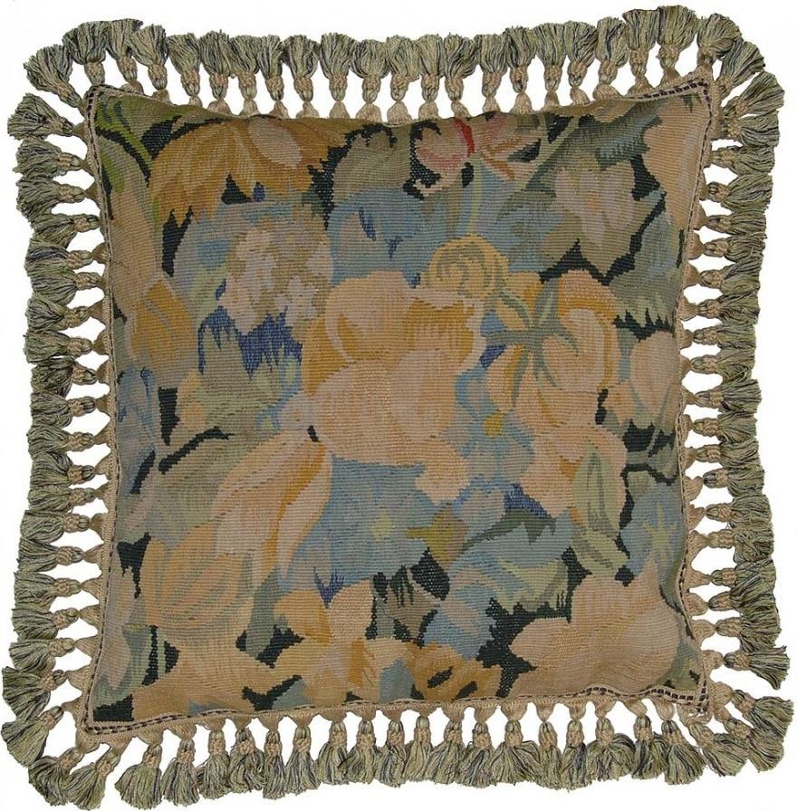 Provence Home Cream Gold Velvet Aubusson Pillow 20x20 Handmade: Provence Home Cream Gold Velvet Aubusson Pillow 20x20 Handmade This elegant Aubusson-style pillow is a stunning addition to any home decor. Crafted from luxurious velvet with a cream and gold finish,