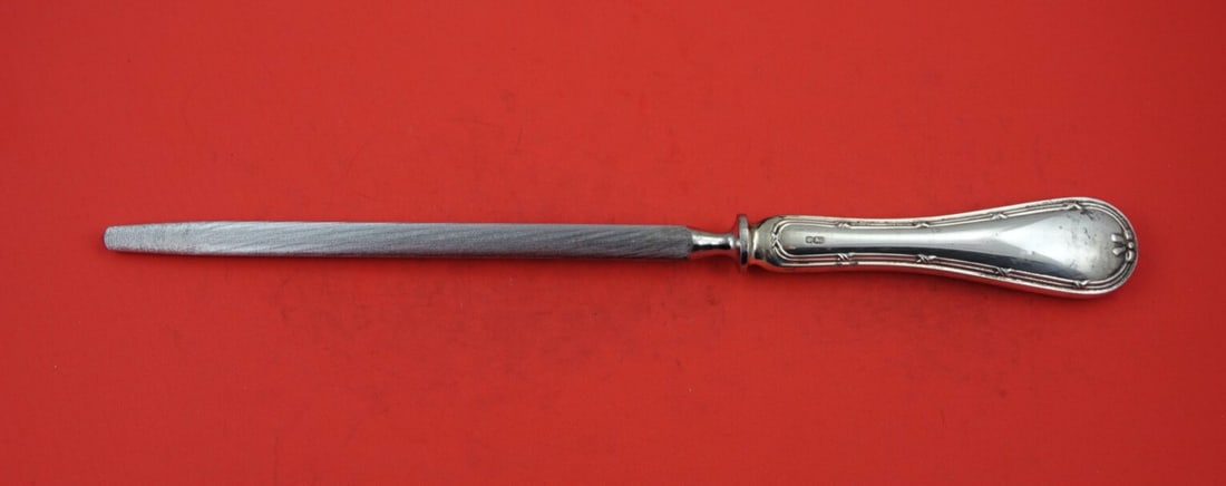 Carrs Reed and Ribbon Sterling Silver Carving Hone 12 3/4": Carrs Reed and Ribbon Sterling Silver Carving Hone 12 3/4" This exquisite carving hone features the elegant Reed and Ribbon pattern by Carrs. Crafted from high-quality sterling silver, it boasts a hol