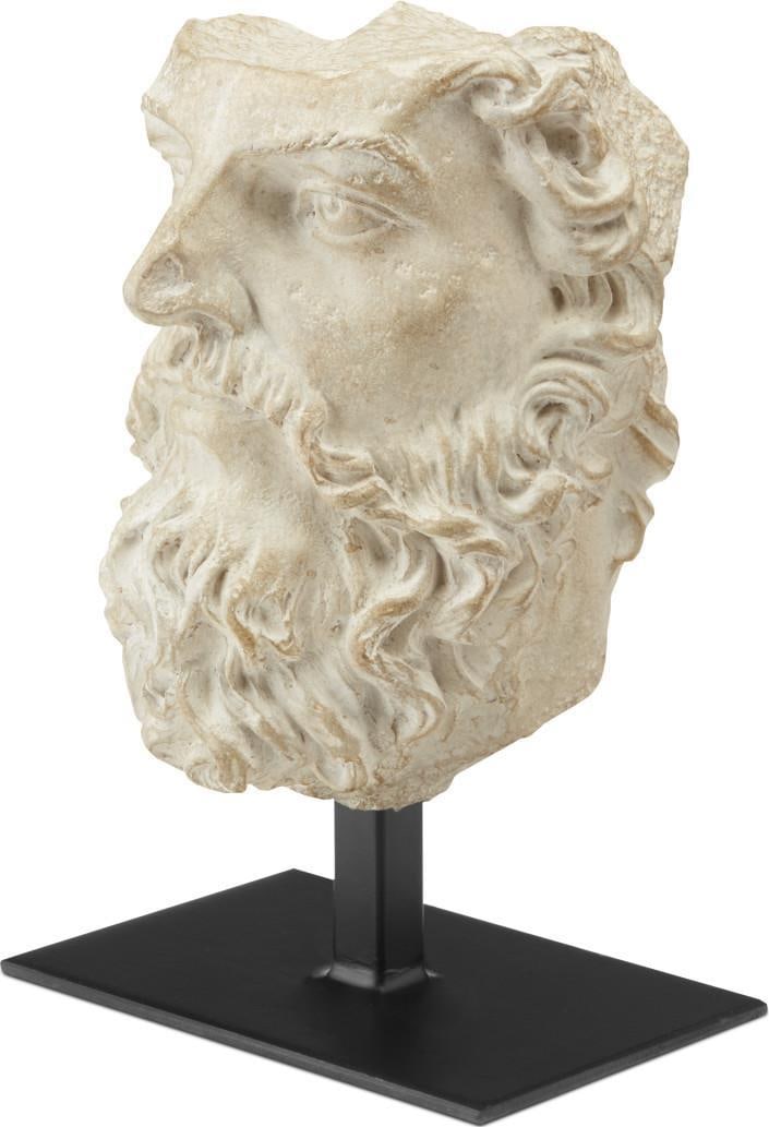 Antique Style Zeus Bust by Currey Aged Beige Finish (1 of 6)