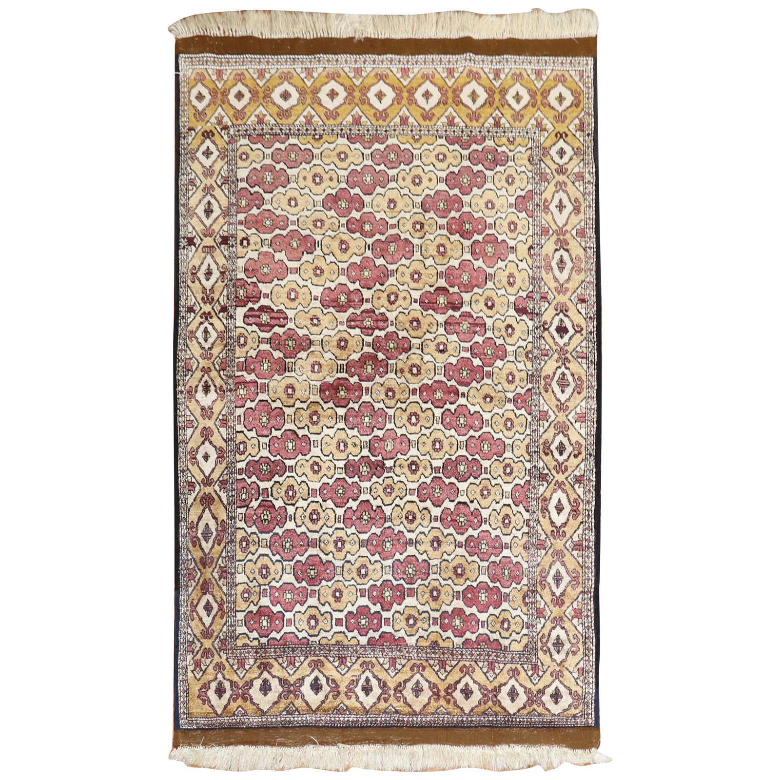 Unique Afghan Part Silk Rustic Accent Rug 45 x 74: Unique Afghan Part Silk Rustic Accent Rug 45 x 74 Enhance your living space with this exquisite Afghan Part Silk Contemporary Accent Rug, featuring a rustic style that beautifully combines both tradit