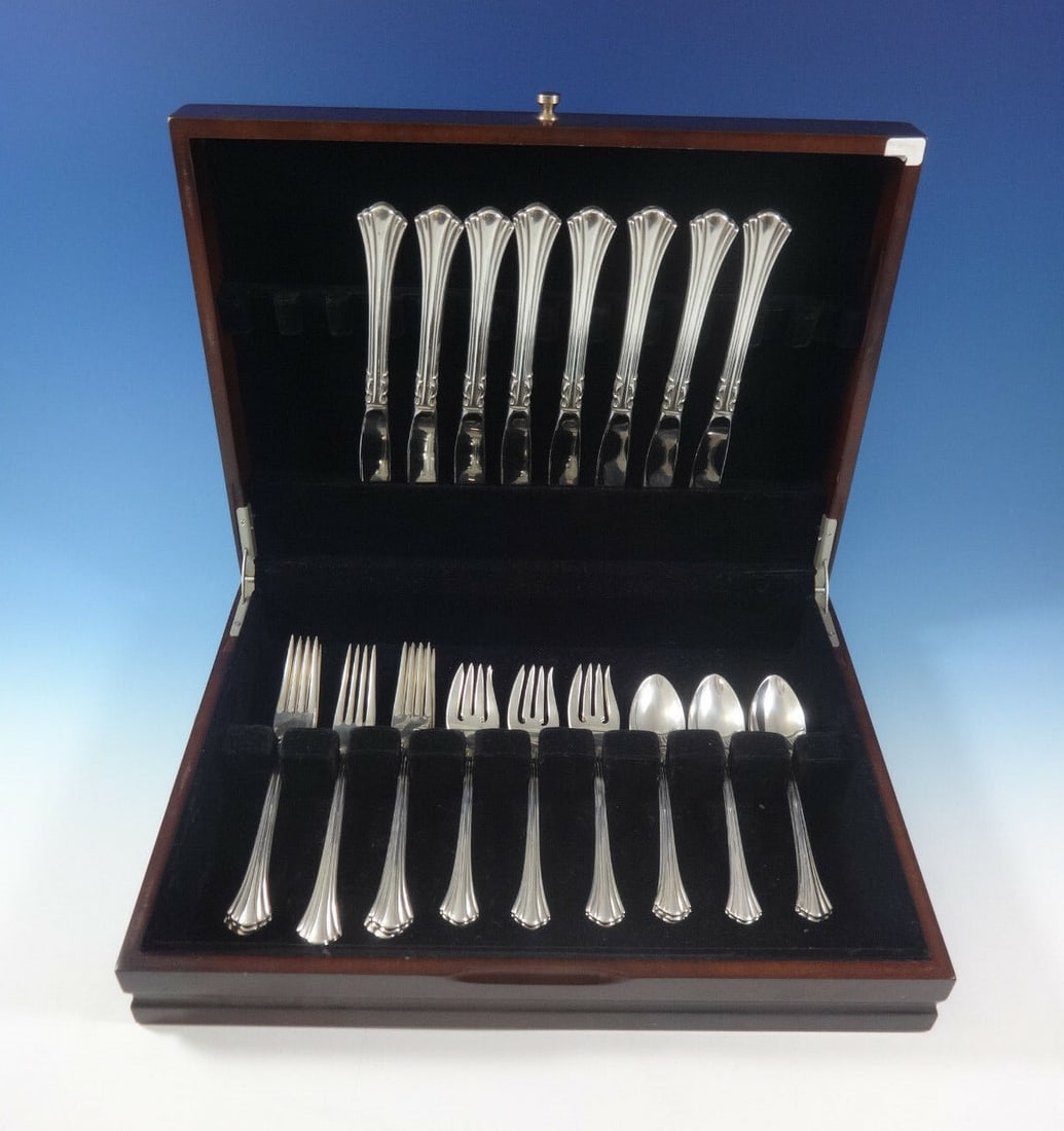 Reed & Barton Eighteenth Century Sterling Silver Flatware Set 32 Pieces with Storage Chest (1 of 5)