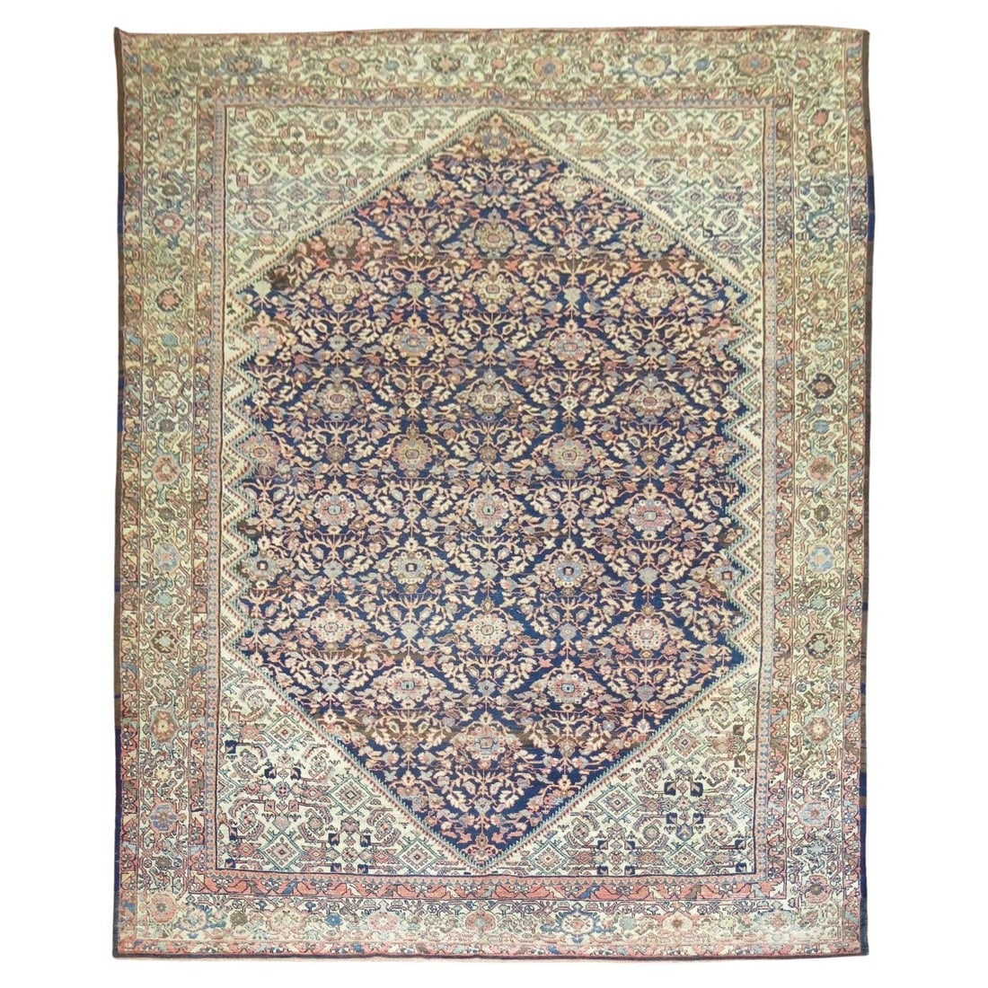 Zabihi Collection Antique Persian Mahal Wool Rug 10'2'' x 14' Sultanabad 1910 Iran: Zabihi Collection Antique Persian Mahal Wool Rug 10'2'' x 14' Sultanabad 1910 Iran Discover the exquisite craftsmanship of this authentic Antique Persian Mahal Rug, a true statement piece for any spac