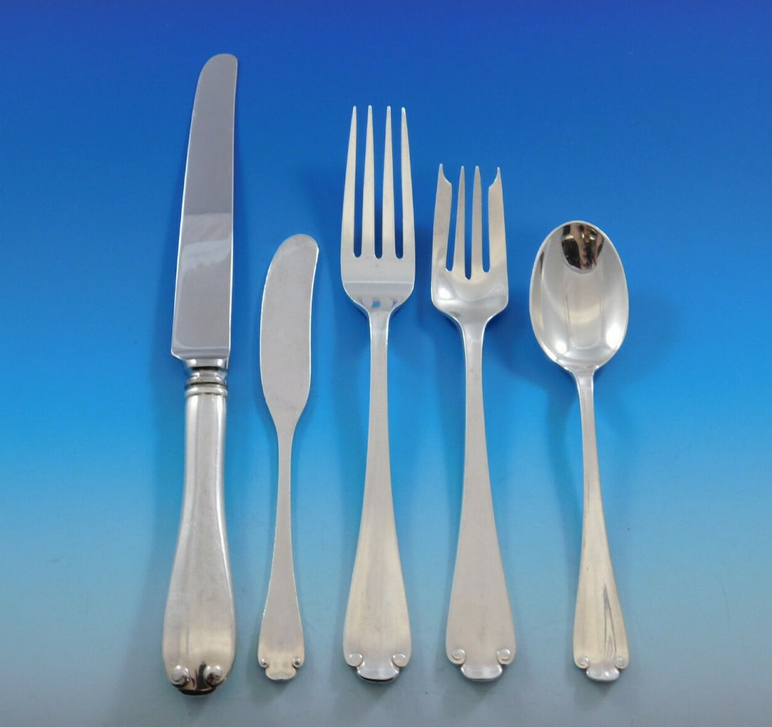 Tiffany & Co Flemish Sterling Silver Flatware Set 66 Pcs Service for 12: Tiffany & Co Flemish Sterling Silver Flatware Set 66 Pcs Service for 12 This exquisite Flemish flatware set by Tiffany & Co. is crafted from high-quality sterling silver, showcasing a stunning design