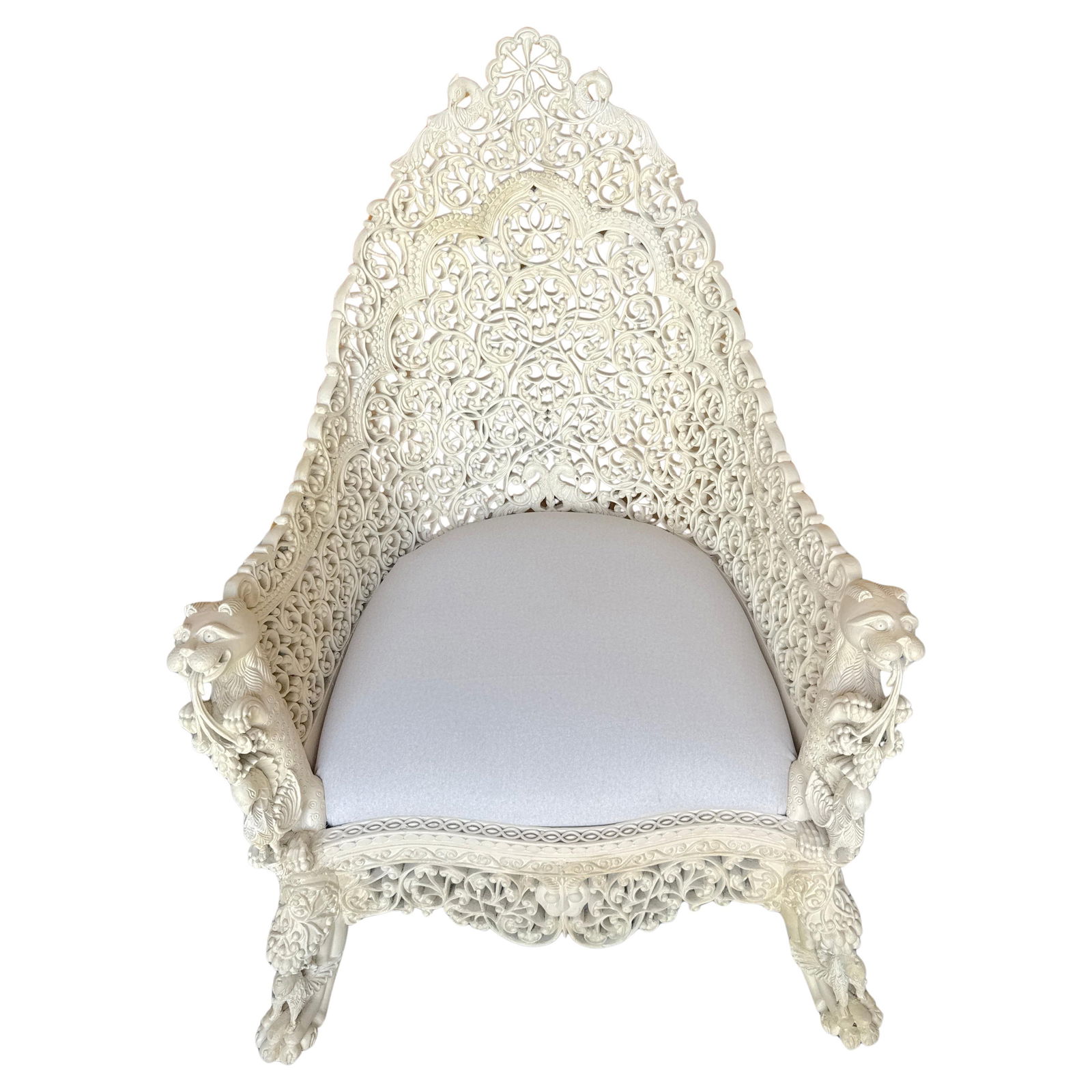 19th Century Anglo-Indian Carved Lacquered Armchair with Lion Motif: 19th Century Anglo-Indian Carved Lacquered Armchair with Lion Motif This exquisite 19th Century Anglo-Indian armchair, crafted circa 1880, showcases the rich heritage of the Anglo-Indian design style.