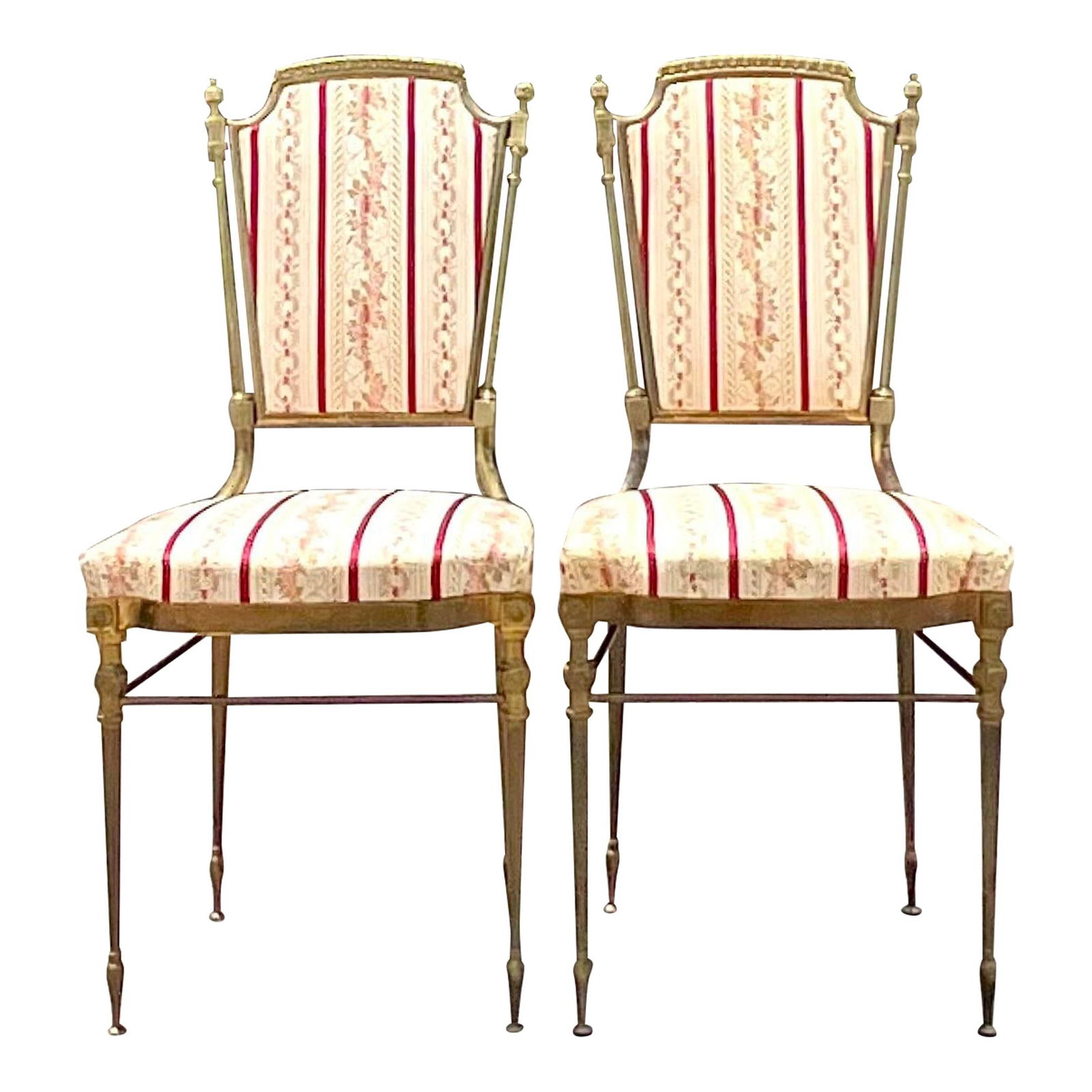 Elegant Vintage Italian Brass Charvari Chairs Pair (1 of 6)