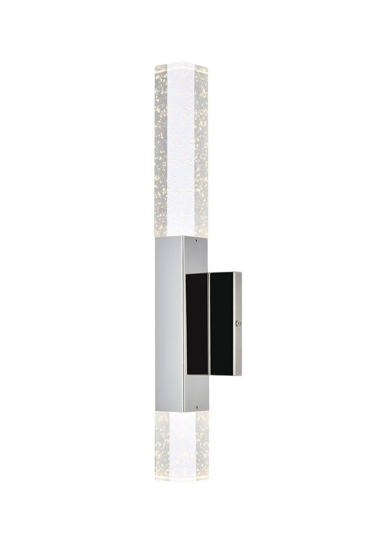 Ruelle Modern Chrome 2 Light Wall Sconce with Crystal Shade: Ruelle Modern Chrome 2 Light Wall Sconce with Crystal Shade Illuminate your space with the stunning Ruelle Modern Wall Sconce, featuring a sleek chrome finish and crystal accents. This two-light fixtu