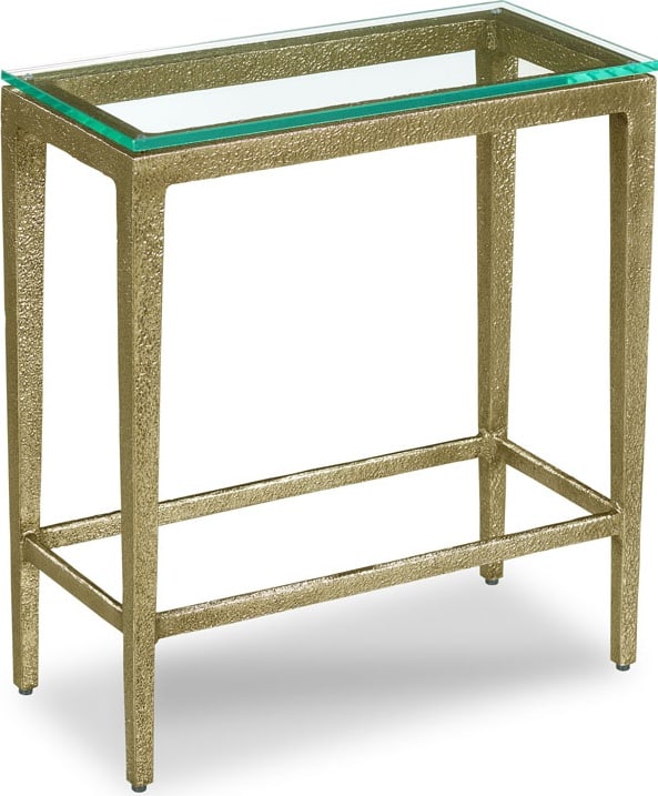 Woodbridge Piers Textured Gold Rectangle Drink Table 21H x 9W x 19D: Woodbridge Piers Textured Gold Rectangle Drink Table 21H x 9W x 19D Introducing a stylish and functional Textured Gold Rectangle Drink Table, perfect for enhancing your living space. This elegant piec