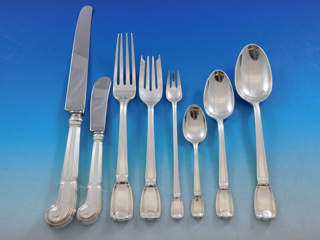 Tiffany & Co Castilian Sterling Silver Flatware Set 69 pc for 8 with Storage Chest: Tiffany & Co Castilian Sterling Silver Flatware Set 69 pc for 8 with Storage Chest Enhance your dining experience with this exquisite Castilian flatware set by Tiffany & Co. Crafted from high-quality