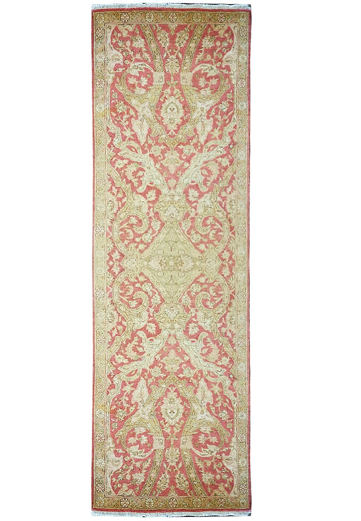 4x12 Coral Gold Handmade Runner Area Rug Premium Wool: 4x12 Coral Gold Handmade Runner Area Rug Premium Wool Free continental US Shipping Introduce opulent sophistication into your space with this exquisite 4' x 12' Wide Handmade Runner in Coral Gold. Cra