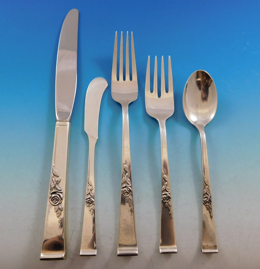 Reed & Barton Classic Rose Sterling Silver Flatware Set 45 Pieces for 8 Service: Reed & Barton Classic Rose Sterling Silver Flatware Set 45 Pieces for 8 Service Elevate your dining experience with this exquisite Classic Rose Sterling Silver Flatware Set by Reed & Barton, featuring