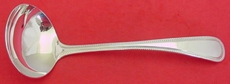 Carrs Bead Round Sterling Silver Gravy Ladle 7.5 Inch Serving: Carrs Bead Round Sterling Silver Gravy Ladle 7.5 Inch Serving This exquisite 7 1/2" gravy ladle is crafted from high-quality sterling silver by Carrs, featuring the elegant Bead Round pattern. It is u