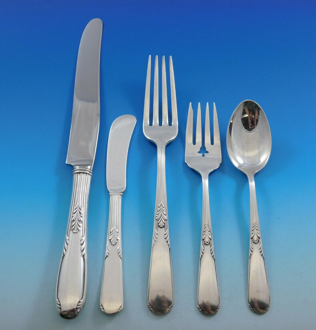 Manchester Fleetwood Sterling Silver Flatware Set for 8 - 41 Pieces Art Deco: Manchester Fleetwood Sterling Silver Flatware Set for 8 - 41 Pieces Art Deco This exquisite Fleetwood flatware set by Manchester features a stunning Art Deco design and comprises 41 pieces, perfect fo