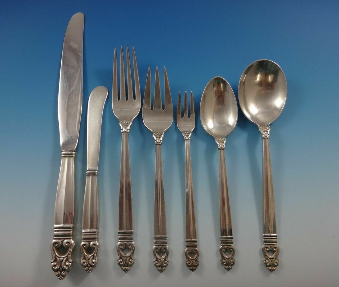 Royal Danish International Sterling Silver 64 Piece Flatware Set with Chest: Royal Danish International Sterling Silver 64 Piece Flatware Set with Chest Introducing the Royal Danish by International Sterling Silver Flatware Set, a stunning collection that exudes elegance and s