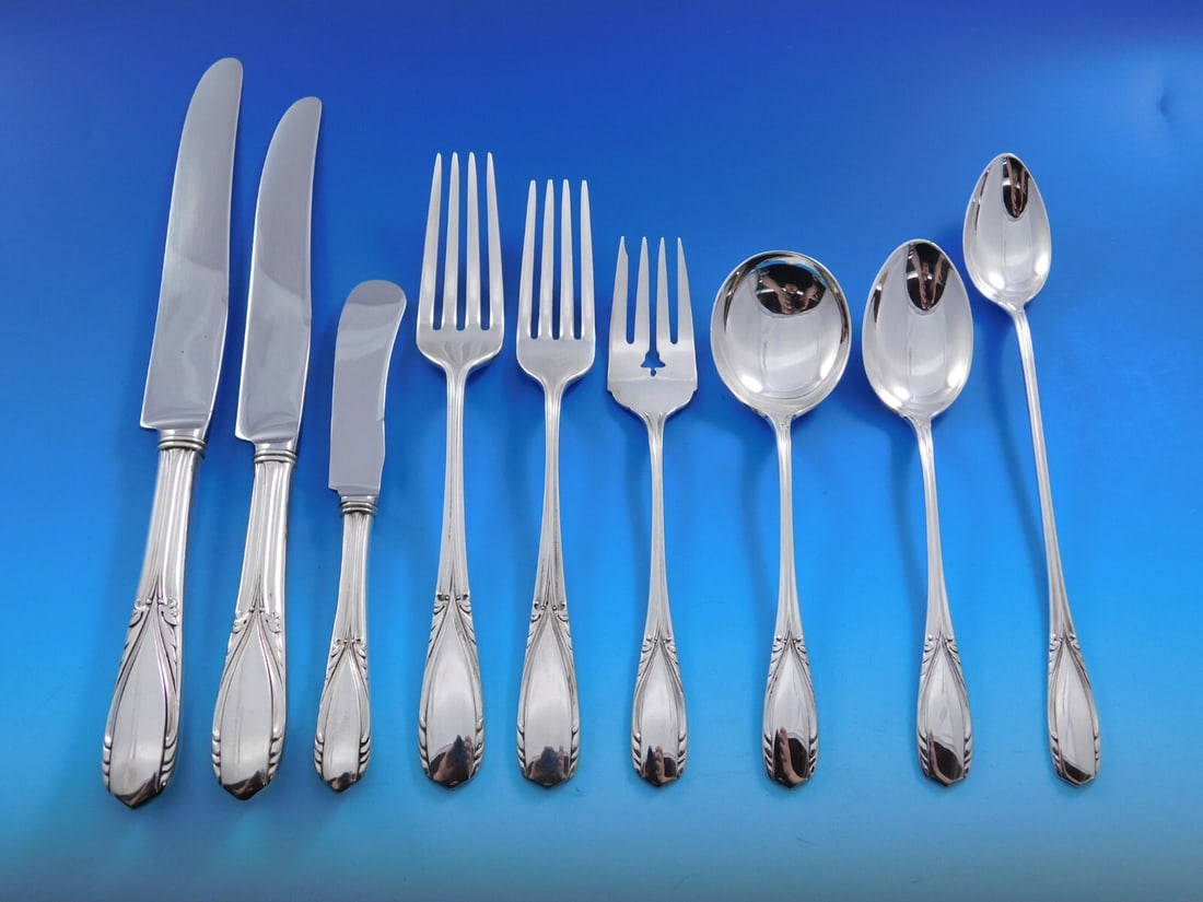 Polly Lawton Sterling Silver Flatware Set 80 pcs Manchester Fleetwood: Polly Lawton Sterling Silver Flatware Set 80 pcs Manchester Fleetwood This exquisite Polly Lawton by Manchester sterling silver flatware set includes 80 pieces crafted in the elegant Fleetwood pattern
