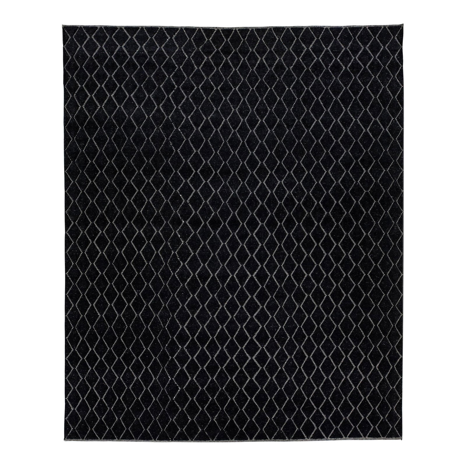 Contemporary Moroccan Black Wool Rug 10'3 x 14'3 Geometric Design (1 of 7)