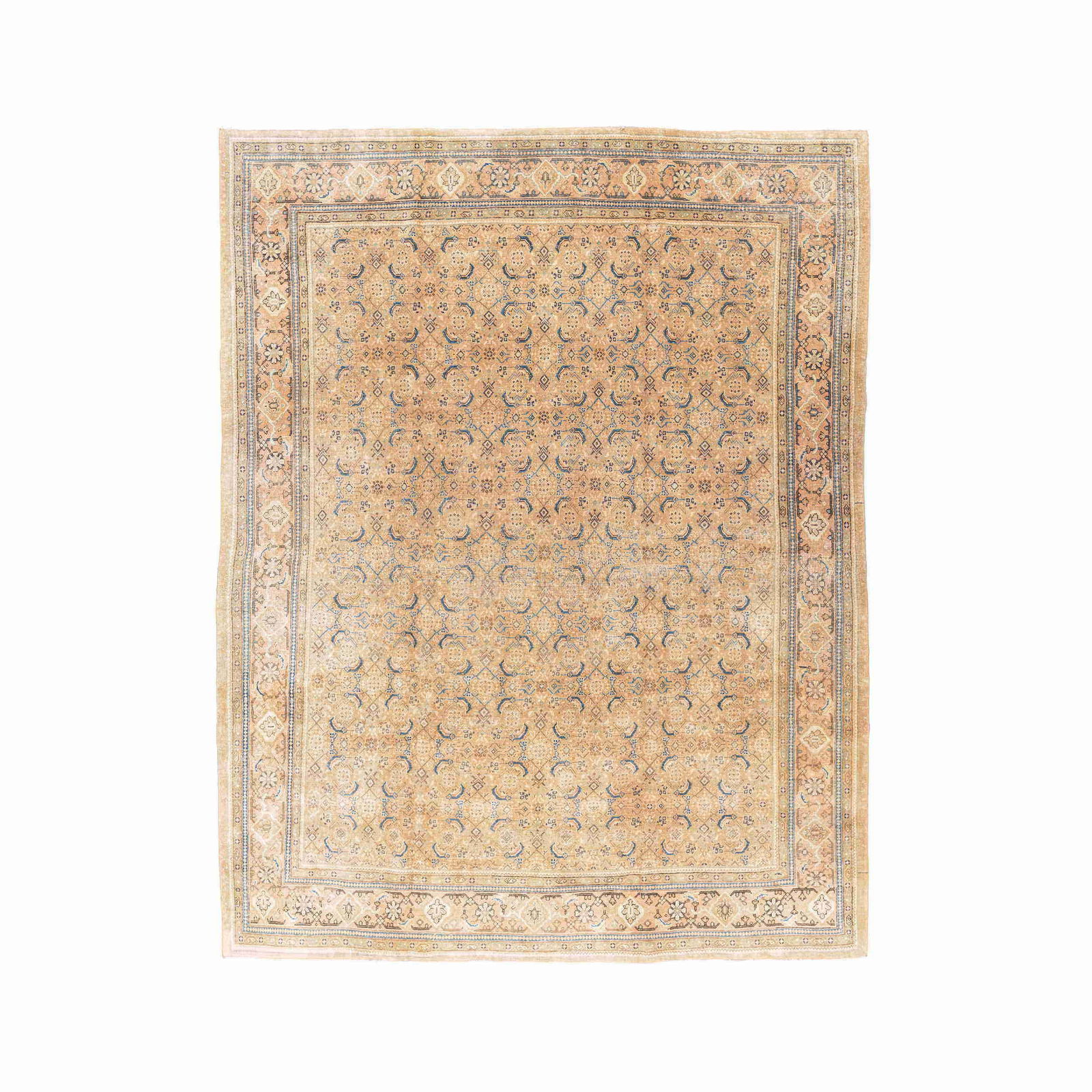 Authentic Vintage Handmade Wool on Cotton Carpet 116.9 x 143.3 Inches: Authentic Vintage Handmade Wool on Cotton Carpet 116.9 x 143.3 Inches This authentic handmade vintage carpet features a unique wool on cotton construction, showcasing exceptional craftsmanship. The ca