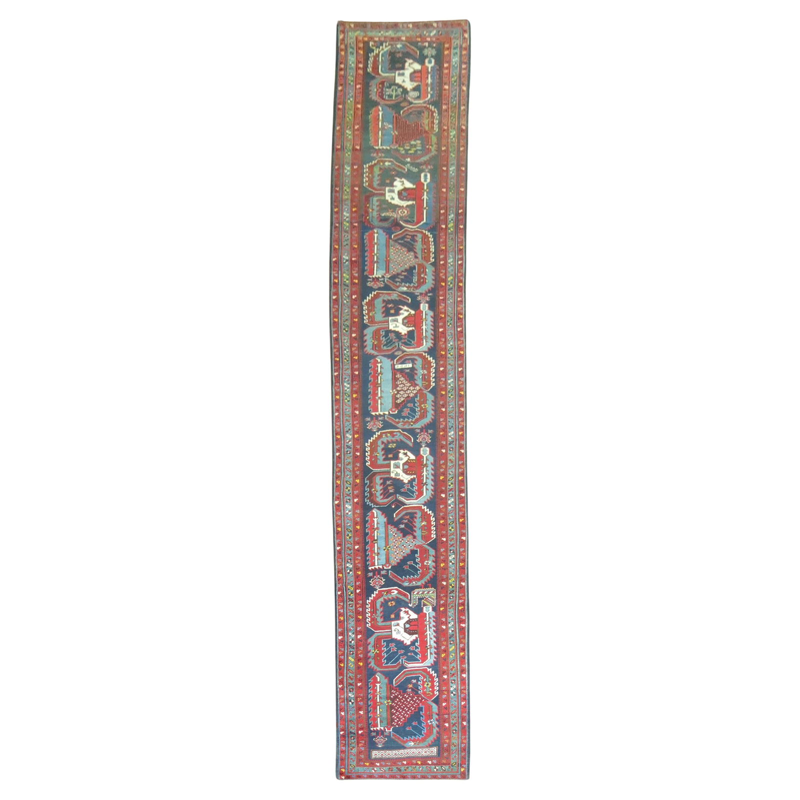 19th Century Hand-Woven Kazak Talish Long Runner 3' x 17'8: 19th Century Hand-Woven Kazak Talish Long Runner 3' x 17'8 Discover the beauty of this 19th-century Antique Talish Long Runner, expertly hand-woven from high-quality wool. This stunning Kazak-style ru