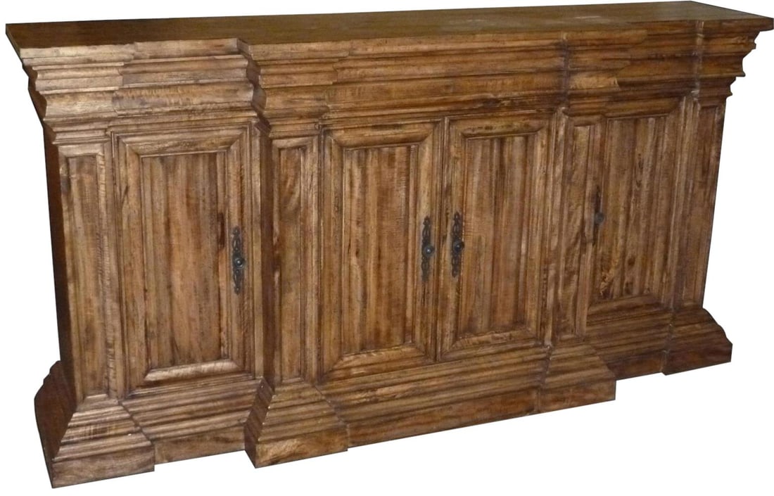Gothic Revival Cathedral Sideboard Rustic Pecan Reclaimed Wood (1 of 2)