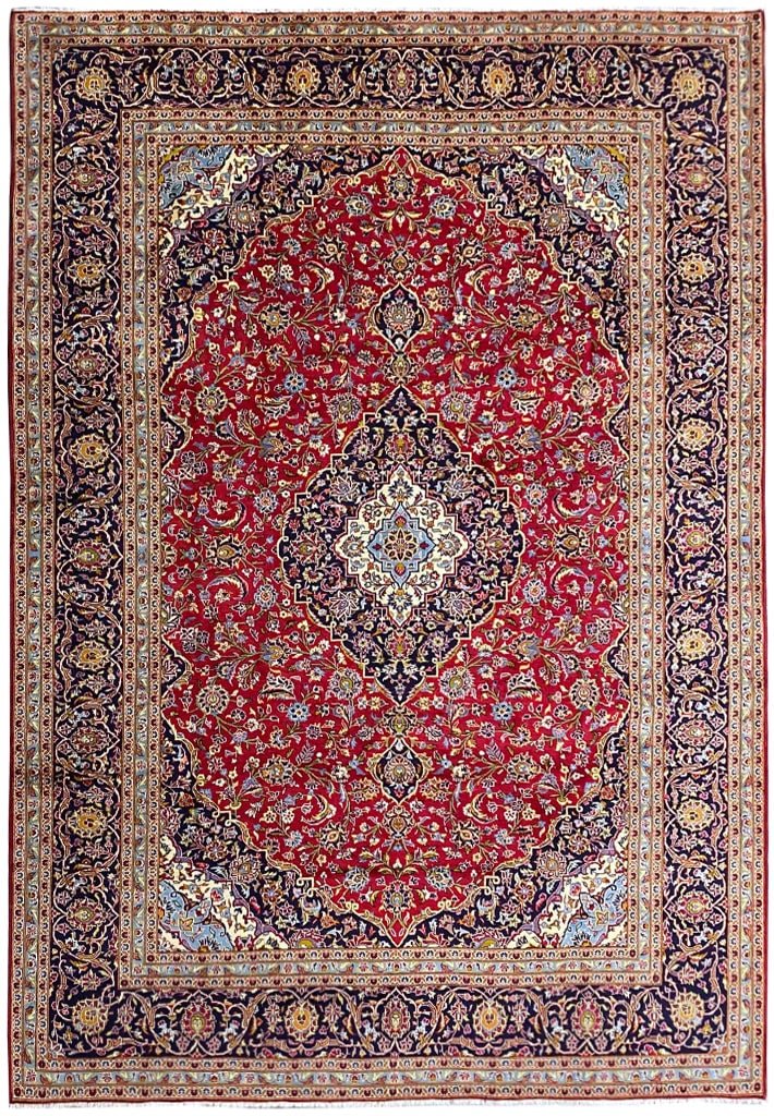 Persian Kashan Rug 9.9 x 13.0 Feet Classic Design: Persian Kashan Rug 9.9 x 13.0 Feet Classic Design Free continental US Shipping This exquisite 9.9 x 13.0 Persian Kashan Rug features a classic traditional design that adds elegance to any room. Crafte
