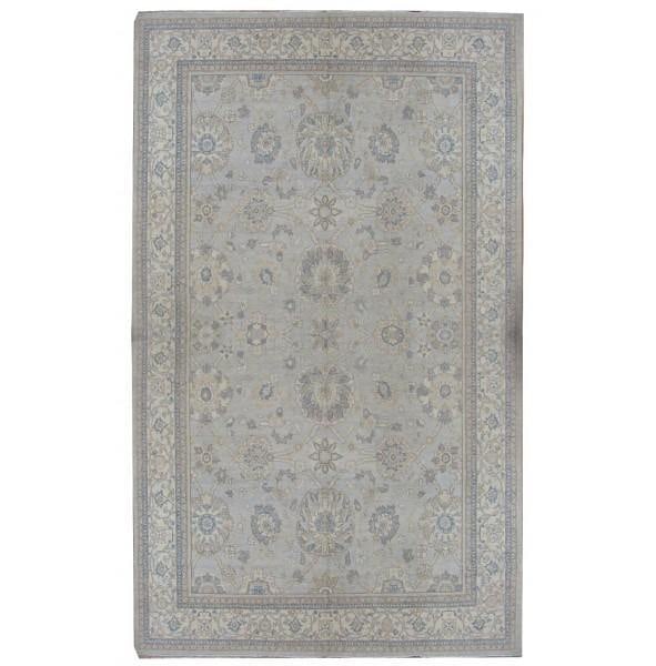 Hand-Woven Chobi Rug 11.9 x 17.9 ft Light Gray Oushak Wool: Hand-Woven Chobi Rug 11.9 x 17.9 ft Light Gray Oushak Wool Free continental US Shipping Discover the elegance of the 11.9 x 17.9 Natural Wool Quality Hand-Woven Chobi Rug in Light Gray Oushak design.