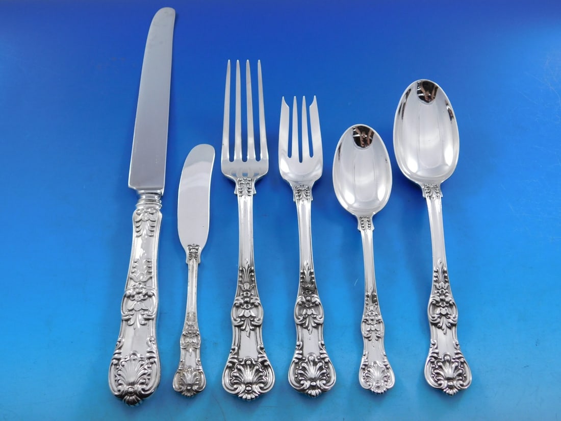 Set of 53 English King Sterling Silver Flatware by Tiffany & Co Dinner Service (1 of 9)