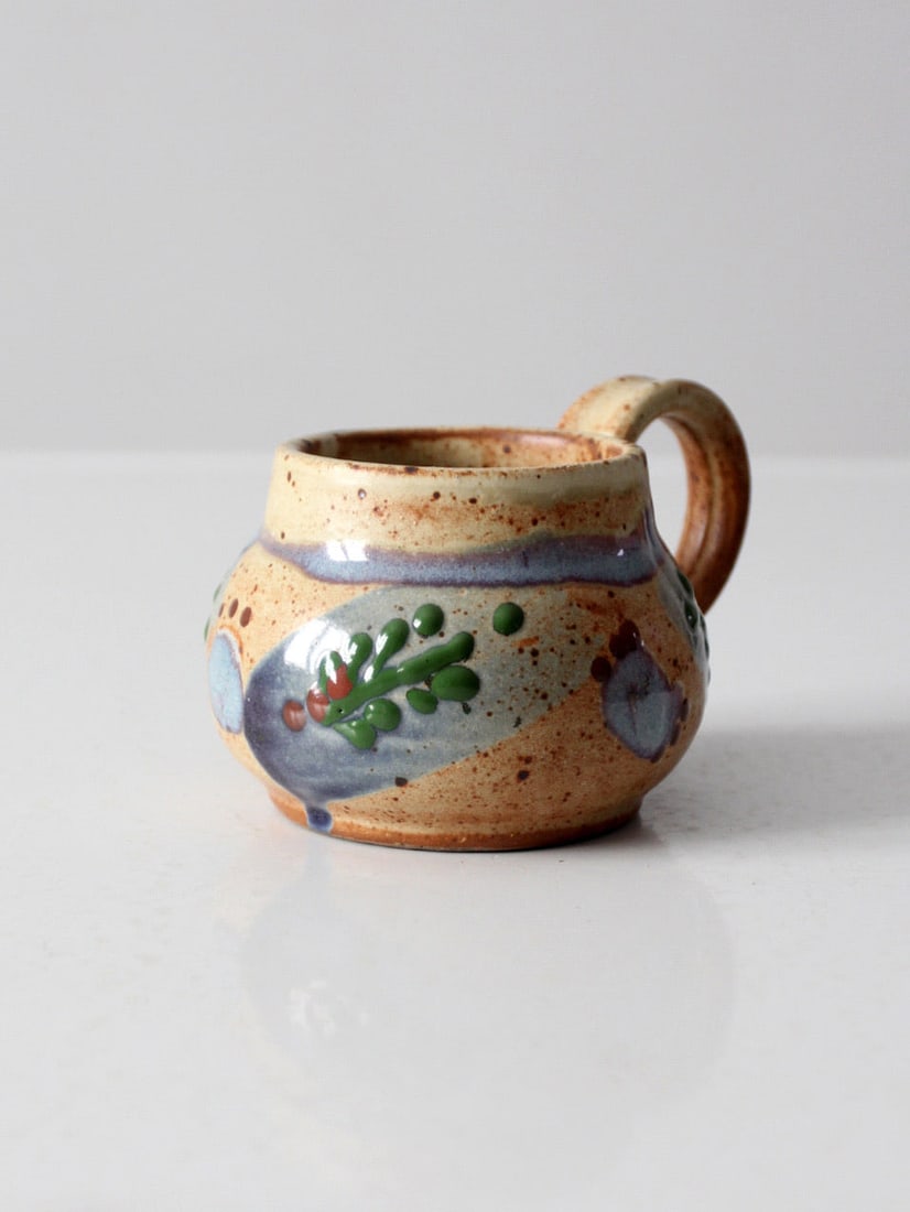 Signed Studio Pottery Mug 2012 with Hand-Painted Abstract Design (1 of 10)