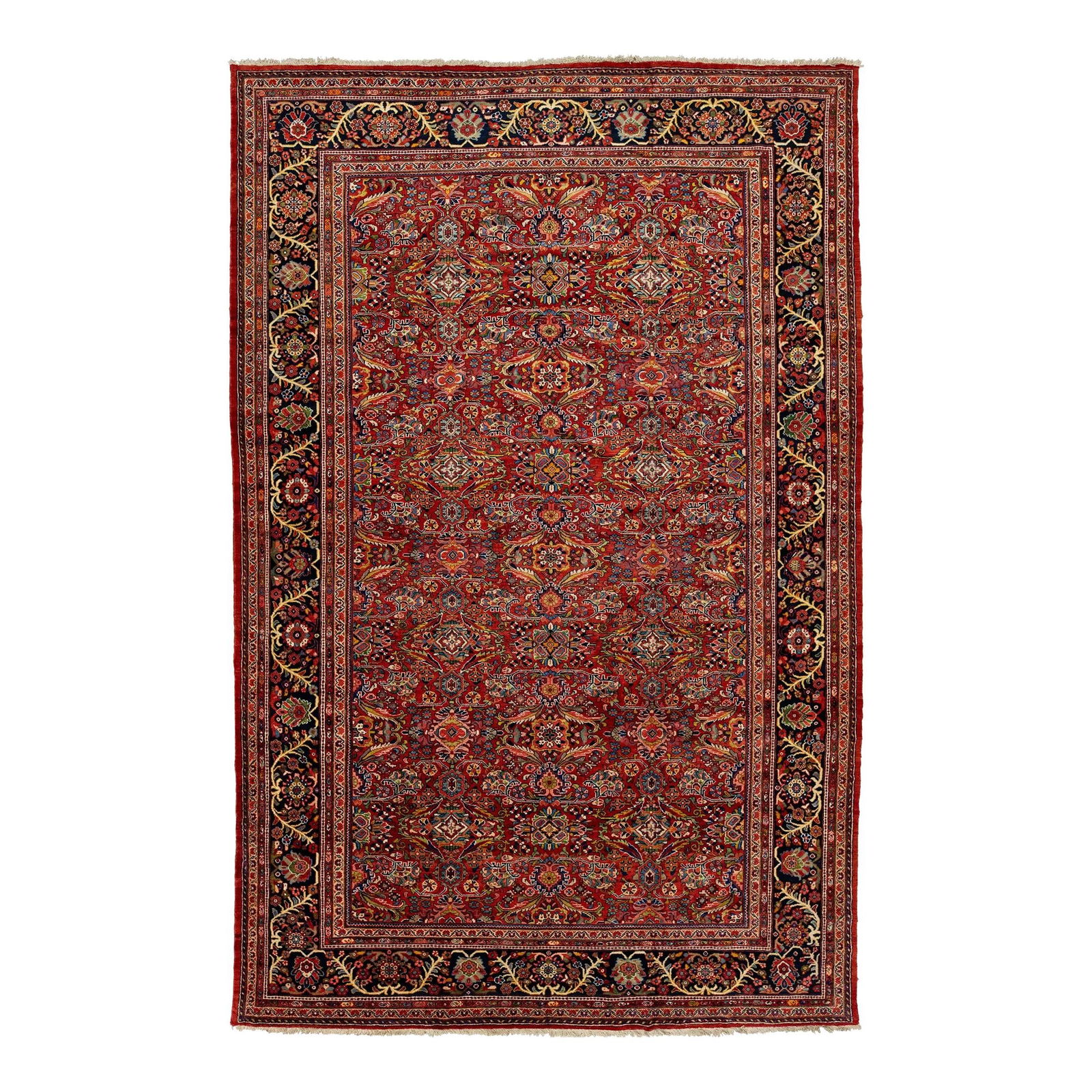 Antique Persian Mahal Handmade Wool Rug Floral Pattern 11'1 x 17': Antique Persian Mahal Handmade Wool Rug Floral Pattern 11'1 x 17' Enhance your living space with the exquisite charm of this Antique Persian Mahal oversized wool rug. Hand-knotted with meticulous craf