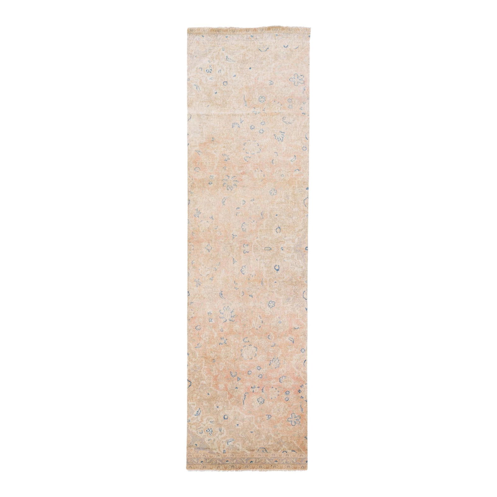 1960s Handmade Karajah Floral Beige Wool Runner 3' x 11': 1960s Handmade Karajah Floral Beige Wool Runner 3' x 11' Enhance your space with this stunning vintage Persian Karajah handmade wool runner from the 1960s. Featuring a charming beige field adorned wit