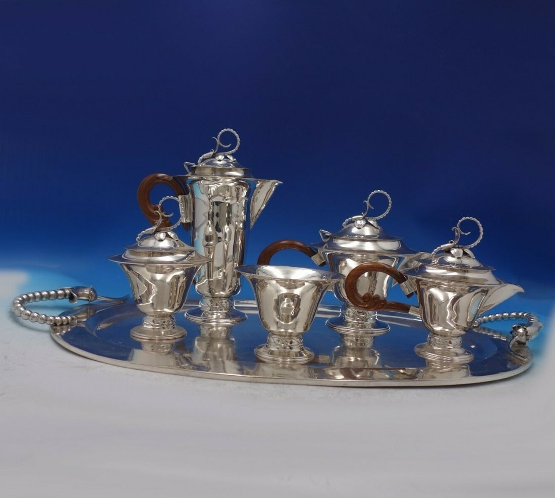 Louvre Silver Shop Blossom Mexican Sterling Silver 6pc Tea Set - 2