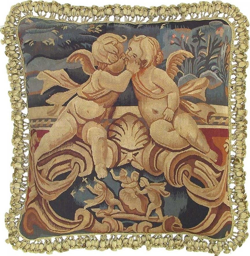 Provence Home Aubusson Cherub Throw Pillow Velvet Wool 22x22: Provence Home Aubusson Cherub Throw Pillow Velvet Wool 22x22 Add a touch of elegance to your decor with this Romantic Cherub Aubusson Throw Pillow. Crafted in the charming Aubusson style, this throw p