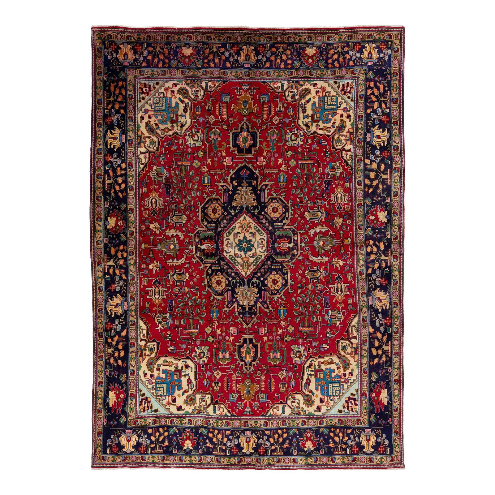 Vintage Persian Heriz Wool Rug 8' x 11'4' Red Medallion (1 of 8)