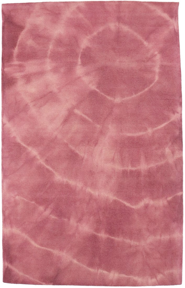 5x8 Deep Blush Wool Area Rug with Abstract Tie-Dye Design Hand-Tufted: 5x8 Deep Blush Wool Area Rug with Abstract Tie-Dye Design Hand-Tufted This hand-tufted area rug features a deep blush tie-dye abstract pattern, bringing a modern and contemporary touch to any space. M