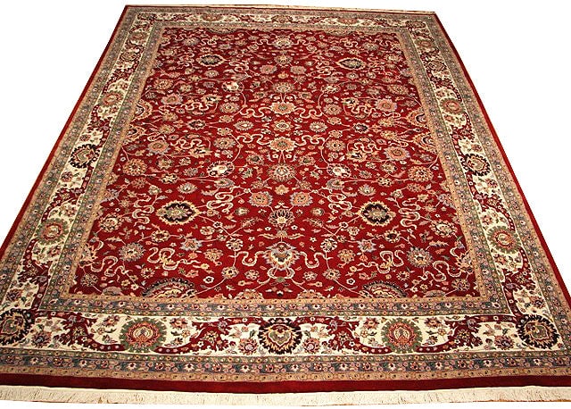 Handcrafted 10.5 x 14.7 Red Persian Area Rug Wool Silk: Handcrafted 10.5 x 14.7 Red Persian Area Rug Wool Silk Free continental US Shipping Transform your living space with this exquisite 10.5 x 14.7 Red Persian Rug, meticulously handcrafted from a luxurio