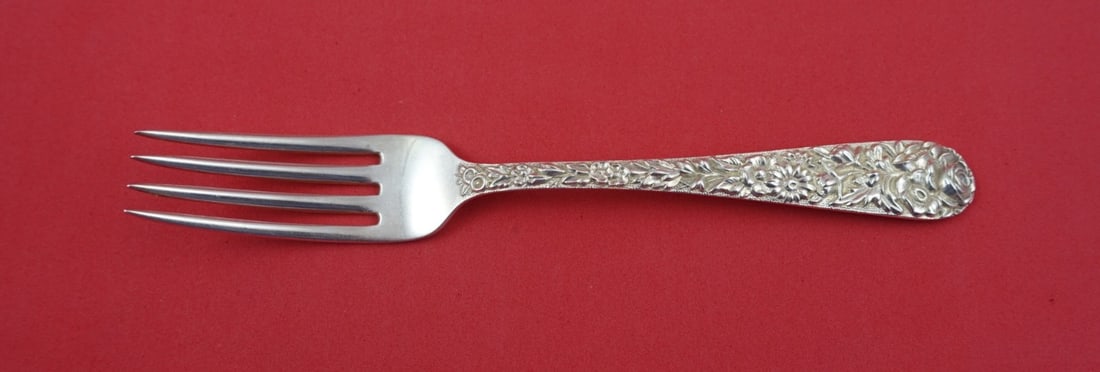 Sterling Silver Dessert Fork Repousse Pattern by Kirk 6.5 Inch: Sterling Silver Dessert Fork Repousse Pattern by Kirk 6.5 Inch This is a sterling silver dessert fork in the Repousse pattern by Kirk, featuring a 925/1000 silver mark. The fork measures 6 1/2 inches
