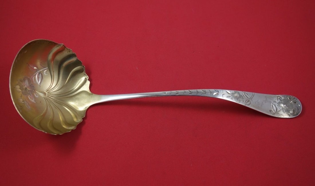 Towle Number 43 Sterling Silver Soup Ladle Gold Washed 12.5 Inch: Towle Number 43 Sterling Silver Soup Ladle Gold Washed 12.5 Inch This exquisite soup ladle from the renowned Towle brand features the elegant Number 43 pattern, showcasing a gold-washed, bright-cut fi