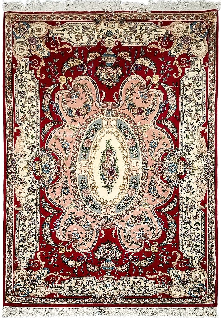 4.7 x 7.4 Hand-Knotted Crimson Red Pakistani Rug: 4.7 x 7.4 Hand-Knotted Crimson Red Pakistani Rug Free continental US Shipping Transform your living space with this exquisite 4.7 x 7.4 Crimson Red Fine Pakistani Rug. Hand-knotted by skilled artisans